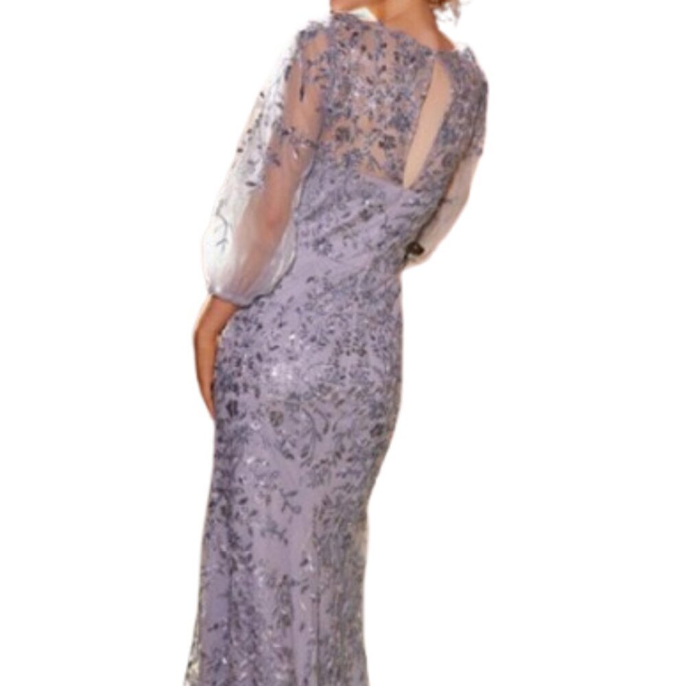 SALE NWT Nox Anabel MT112 Beaded Tulle Mother of the Bride Dress Gray Size 20W - Picture 3 of 6